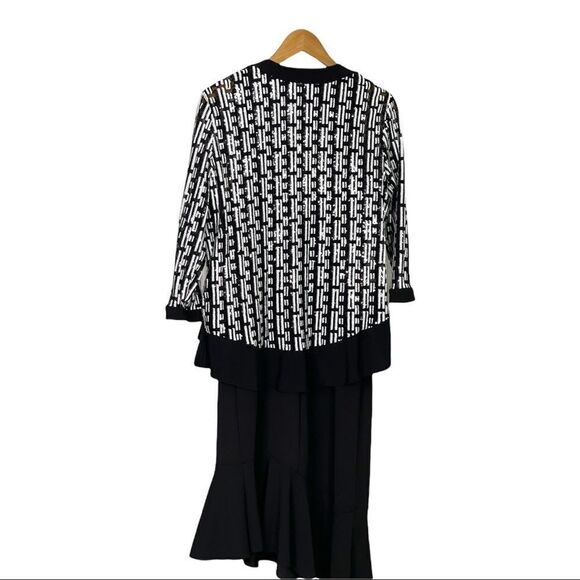 BLACK and White Sequin Beaded Open Front Jacket - Picture 9 of 13